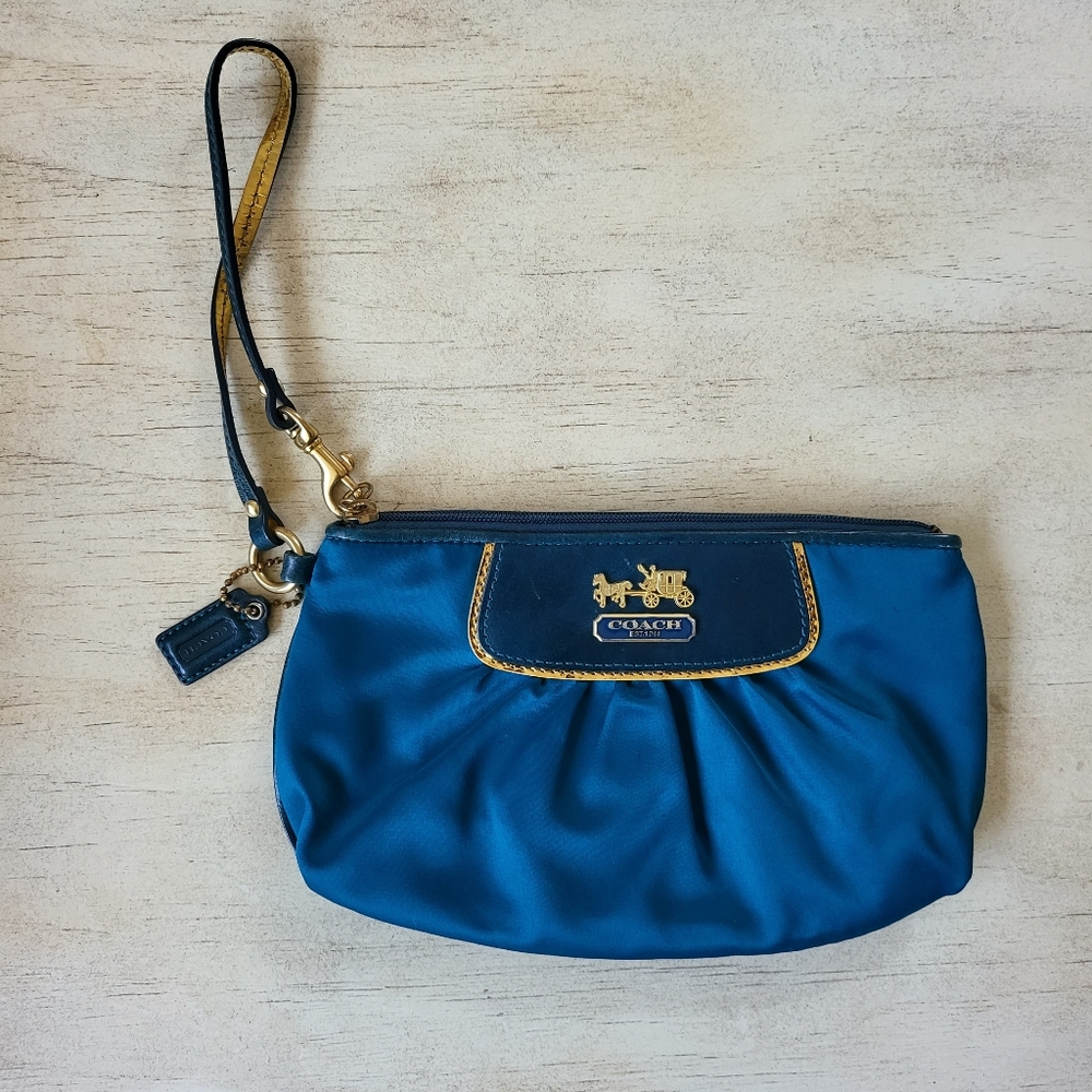 Teal Blue Coach Clutch Wristlet